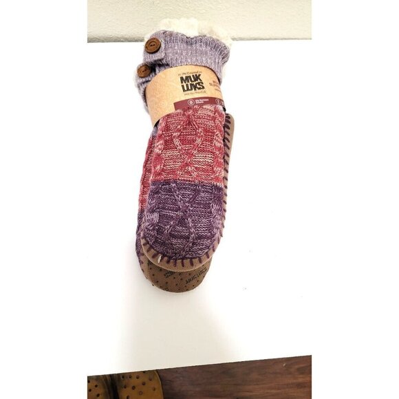 Muk Luks Womens Slipper Sock S/M Chunky Cable Knit Cozy Lining - Picture 3 of 6